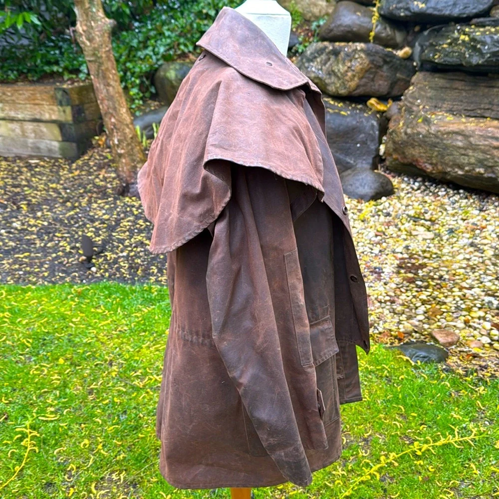 OUTBACK TRADING VINTAGE OILSKIN  DISTRESSED DUSTER JACKET- S 🐴🤠 - Picture 5 of 14